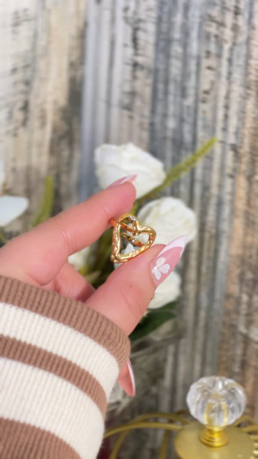 18K Gold Plated Cut-Out Heart Statement Ring