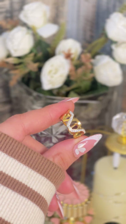 18K Gold Plated Hexagonal Honeycomb Ring