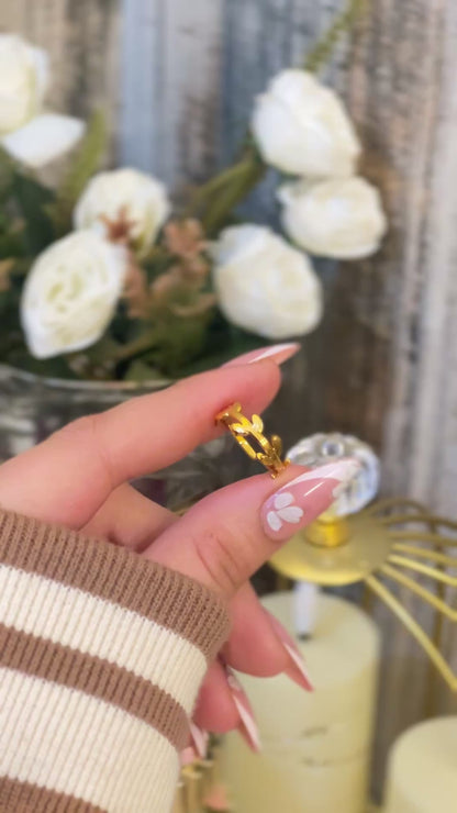 Dainty 18K Gold Plated Laurel Leaf Vine Ring | Minimalist Olive Branch Eternity Band for Women | Waterproof & Tarnish-Free Stainless Steel Nature Jewelry
