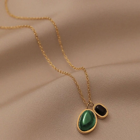 Duo Gem Drop - 18K Gold Plated Necklace